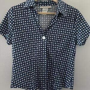 Charlotte Russe blue floral button up shirt Size M